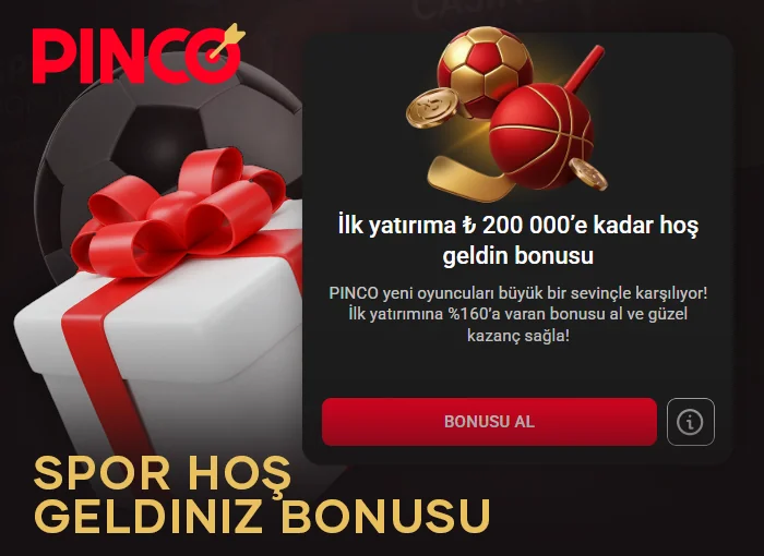 Pinco bahisçisinde spor bahisleri için hoş geldiniz bonusu